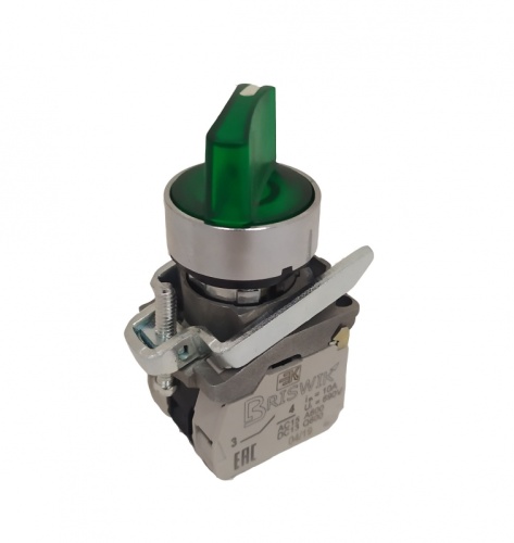 Переключатель Briswik КПЕ 4113 -РЛС 220В зеленый IP40 УХЛ3 10А 1но+3нз | код aD-SG-0Ai-7344 | Briswik