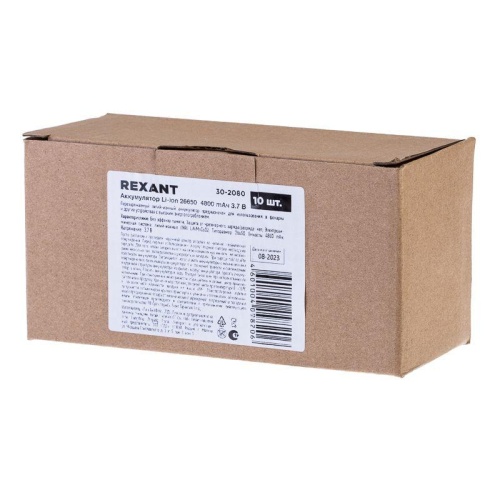 Аккумулятор Li-ion 26650 unprotected 4800 mAH 3.7 В | код 30-2080 | REXANT фото 3 Аккумулятор Li-ion 26650 unprotected 4800 mAH 3.7 В | код 30-2080 | REXANT фото 3