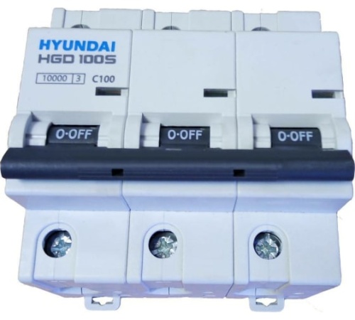 Автоматический выключатель HGD100S 3PMВS0000C 00125 3 полюса, 125А, ток к.з. 10kA, хар-ка В (STANDARD) | код 13.04.001221 | HYUNDAI