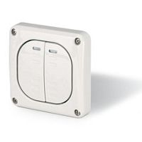 Переключатель встраиваемый проходной, 2P 10A/250V, с подсветкой, M95(95x95mm), IP66, серия PROTECTA | код 137.3221 | Scame