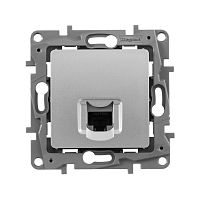 Розетка компьютерная 1xRJ45 Cat.5 ETIKA, алюминий | код. 672441 | Legrand