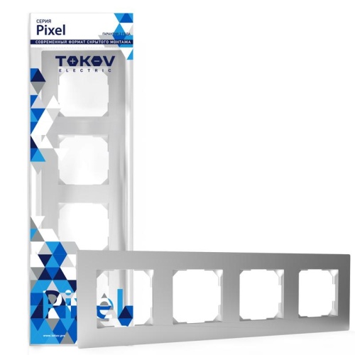 Рамка 4-м Pixel универс. алюм. | код TKE-PX-RM4-C03 | TOKOV ELECTRIC