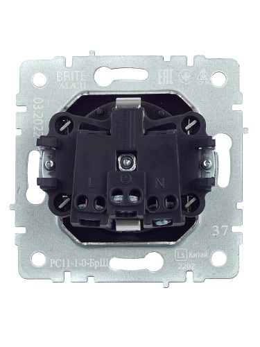 BRITE Розетка 1-местная с заземлением без защитных шторок 16А РС11-1-0-БрШ шампань | код BR-R11-16-K37 | IEK фото 3