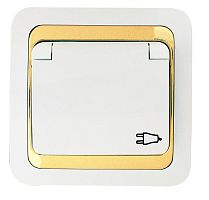 Розетка Mimoza с заземл. и крышкой с зол. вставкой Makel 12229