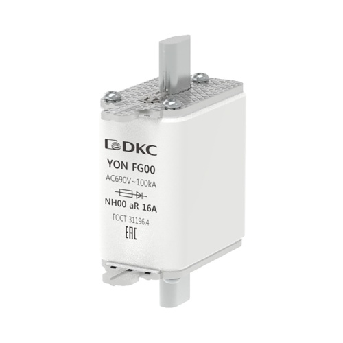 Предохранитель YON ножевого типа FG00 16А 690V характеристика aR | код 1FG00-0016-690V-AR | DKC