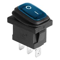 Выключатель клавишный 250V 6А (3с) ON-OFF синий с подсветкой Mini ВЛАГОЗАЩИТА REXANT | код 36-2176 | REXANT