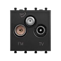 Розетка TV-FM-SAT модульная, Avanti, Черный матовый, 2 модуля | код 4412532 | DKC