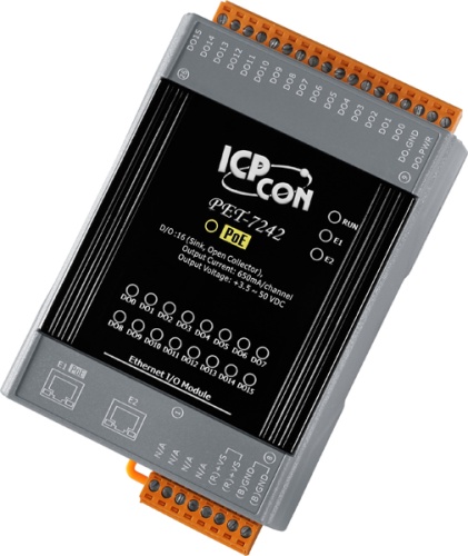 PET-7242 CR PoE Ethernet I/O Module with 2-port Ethernet Switch, with 16-ch DO (RoHS) | код 00-06100905 | ICP DAS