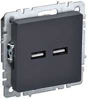 Розетка BRITE USB A+A 3.1А РЮ10-1-БрГ графит | код BR-U21-D31-K53 | IEK