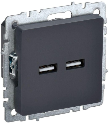 Розетка BRITE USB A+A 3.1А РЮ10-1-БрГ графит | код BR-U21-D31-K53 | IEK