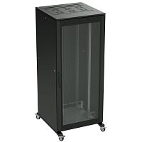 Разобранный напольный 19 IT-CQE 38U 600х1800х600, двери стекло + сплошная, RAL9005 | код R5IT3866GSB | DKC