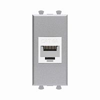 Компьютерная розетка RJ-45 без шторки модульная, кат.6А, Avanti, Закаленная сталь, 1 модуль | код 4404671 | DKC