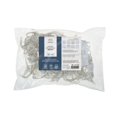 Гирлянда Айсикл Бахрома светодиодный, 4,8 х 0,6 м, прозрачный провод, 230 В, диоды желтые, 176 LED | код 255-141 | Neon-Night фото 4