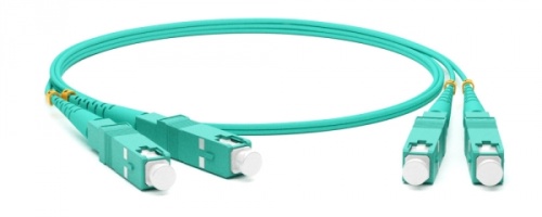 Патч-корд волоконно-оптический (шнур) MM 50/125(OM3) SC-SC 2 мм duplex 10G/40G LSZH 1 м, Hyperline FC-D2-503-SC/PR-SC/PR-H-1M-LSZH-AQ | код 239464 | Hyperline