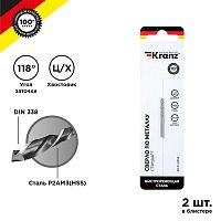 Сверло по металлу 1.5х40х18 мм HSS (упак - 2 шт.) DIN 338 | код. KR-91-0552 | Kranz