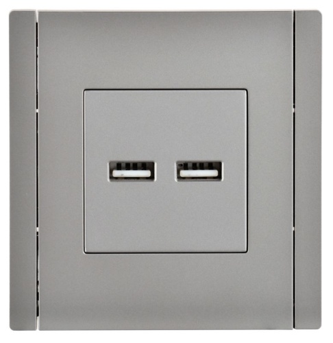 FORTE&PIANO Розетка USB A+A 3,1А FP549 сталь IEK | код FP-U21-D31-K46 | IEK FORTE&PIANO Розетка USB A+A 3,1А FP549 сталь IEK | код FP-U21-D31-K46 | IEK