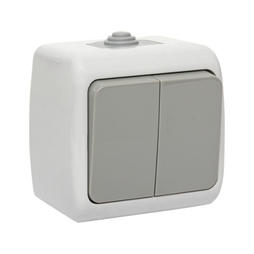 Мурманск Выключатель 2-клавишный 10А IP54 серый | код EFV10-023-30-54 | EKF фото 2