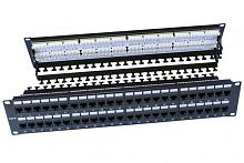 Патч-панель PP3-19-48-8P8C-C6-110D 19дюйм 2U 48 портов RJ45 кат.6 Dual IDC ROHS черн. (задн. каб. организат. в компл.) | код 246108 | Hyperline