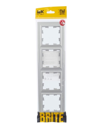 BRITE Рамка 4-местная РУ-4-БрА алюминий | код BR-M42-K47 | IEK фото 5