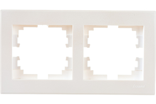 Рамка RAIN двойная горизонтальная жемчужно-белый перламутр с боковой вставкой | код 703-3030-147 | Lezard