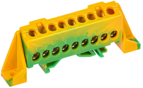 TEKFOR Шина PE земля в комб. изол. Стойка 6х9-9-ЖЗ IEK | код TF-NN10-09-DP-K52 | IEK
