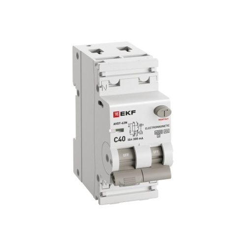 Автоматический выключатель дифференциального тока АВДТ-63N 1P+N 40А 300мА характеристика C тип A электромеханический 6кА PROXIMA EKF | код D63N26MA40C300 | EKF фото 3