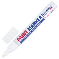 Маркер-краска лаковый (paint marker) 4 мм, БЕЛЫЙ, НИТРО-ОСНОВА, алюминиевый корпус, BRAUBERG PROFESSIONAL PLUS, 151444 | код 151444| BRAUBERG