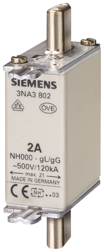 Вставка плавкая GL/GG 80А 500В ширина корпуса 21мм SIEMENS | код 3NA3824 | Siemens