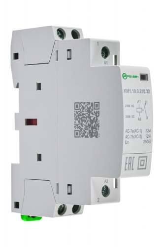 KM1.10.0.230.32 Модульный контактор 1НО контакт 32А (~/= 230В AC/DC) | код KM110023032 | РЕЛЕОН