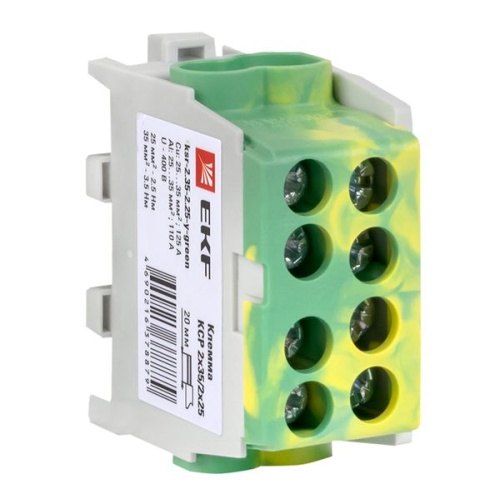 Клемма распределительная КСР с двойным винтом 2x35/2x25 желто-зеленая PROxima | код ksr-2.35-2.25-y-green | EKF фото 2