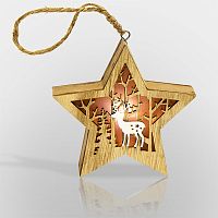 Деревянная фигурка с подсветкой Звездочка 24*13*3,6 см | код 504-022 | NEON-NIGHT