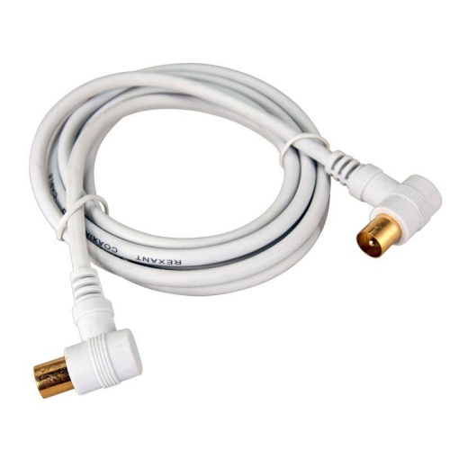 Шнур ТВ штекер - ТВ штекер, угловой, длина 1,5 метра, белый, | код 18-0112 | REXANT фото 3