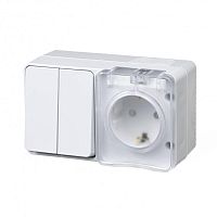 Блок ОП AtlasDesign Profi54 розетка 16А 250В с заземл. защ. шторки + 2-кл. выключатель 10А IP54 бел. | код ATN540174 | Schneider Electric