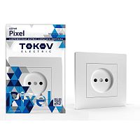 Розетка 1-м СП Pixel 16А IP20 без заземл. в сборе бел. | код TKE-PX-R1F-C01 | TOKOV ELECTRIC