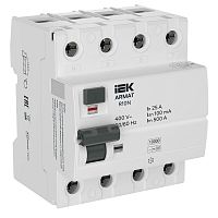 ARMAT ВДТ R10N 4P 25А 100мА тип B IEK | код AR-R10N-4-025B100 | IEK