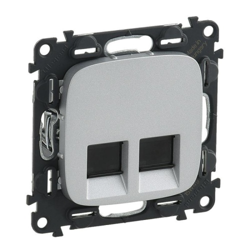 Розетка компьютерная 2-м Valena Allure RJ45 кат.6 UTP с лицев. панелью механизм алюм. | код 753943 | Legrand