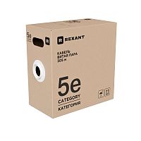 Кабель витая пара F/UTP кат.5E 4х2х0.52 24AWG PVC INDOOR SOLID сер. РФ (305м) Rexant 02-0025-R