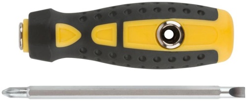 Отвертка с переставным жалом Профи, прямая и Т-обр., CrV сталь, прорезин.ручка, 6х130 мм РН2/SL6 | код 56230 | FIT фото 4