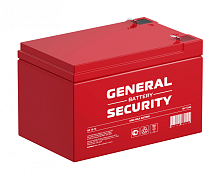 GS12-12 Аккумуляторная батарея систем охраны и пожарной безопасности, напряжение: 12В, ёмкость: 12Ач, клеммы типа: F1, Размеры ДШВ: 151х98х98мм, вес: 3,75кг. Срок службы: до 5 лет. | код GS12-12 | GENERAL SECURITY