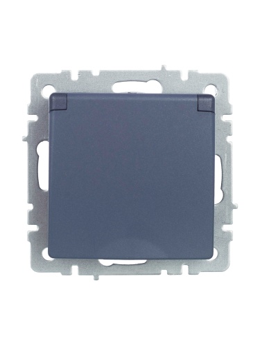 BRITE Розетка 1-местная с заземлением с защитными шторками и крышкой 16А IP20 РСбш10-3-БрМ маренго | код BR-R16-16-K35 | IEK фото 10