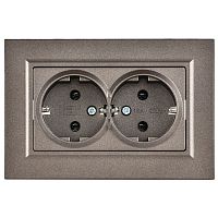 Розетка 2-м СП BRITE РСПл12-3-БрТБ 16А в сборе с заземл. без защ. шторок плоская бронза IEK BR-R27-16-K45-F