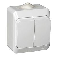 Выключатель 2-клавишный ЭТЮД, открытый монтаж, белый | код. BA10-042b | Schneider Electric