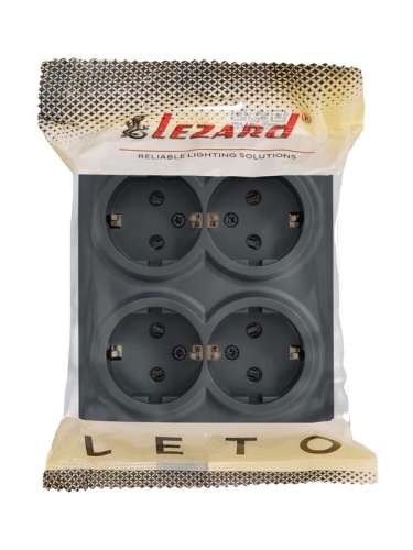 Розетка 4-м ОП LETO с заземл. закрытый корпус ПБТ графит LEZARD 752-3400-127BDP фото 4