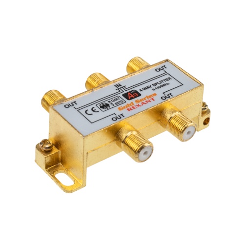 ДЕЛИТЕЛЬ ТВ х 4 + 5шт. F BOX 5-1000 МГц GOLD REXANT | код 05-6103-1 | REXANT
