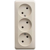 Розетка трехместная ETUDE, открытый монтаж, кремовый | код. PA16-009K | Schneider Electric