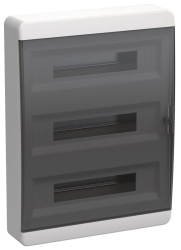 Корпус пластиковый ЩРН-П-54 IP41 черн. прозр. дверь TEKFOR | код TF5-KP12-N-54-41-K01-K03 | IEK