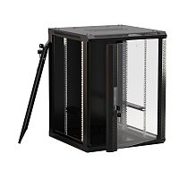 Hyperline TWB-1868-SR-RAL9004 Шкаф настенный 19-дюймовый (19), 18U, 908x600х800мм, металлическая передняя дверь с замком, две боковые панели, цвет черный (RAL 9004) (разобранный) | код 475667 | Hyperline