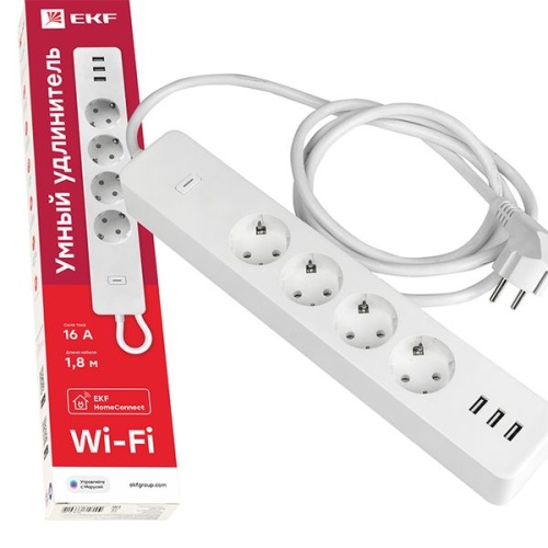 Умный удлинитель Connect Wi-Fi c USB | код RCE-1-WF | EKF фото 4