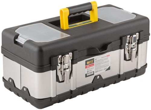 Ящик для инструмента пластиковый 16'' ( 410х215х185 мм ) замки и стенки нерж. сталь | код 65594 | FIT