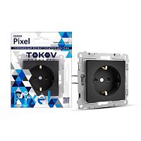 Розетка 1-м СП Pixel 16А IP20 с заземл. механизм карбон | код TKE-PX-R1Z-C14 | TOKOV ELECTRIC